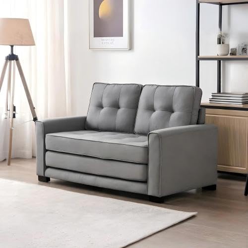 Convertible Sofa Bed Tufted Sleeper Loveseat with Wood Frame O673843