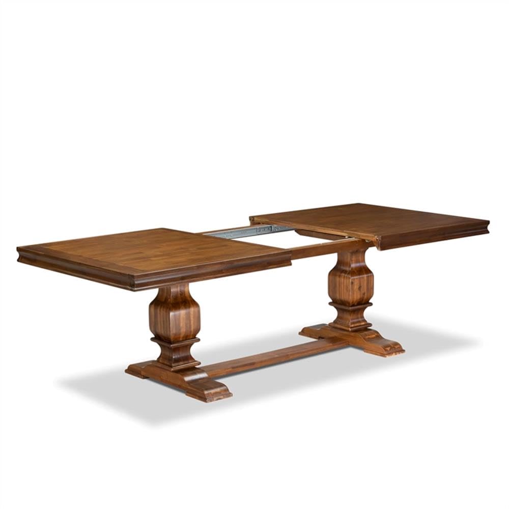 9-Piece Acacia Wood Dining Table Set with Faux Leather Chairs R84304
