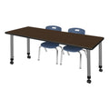 Mobile Rectangular Table with 2 Stack Chairs V230