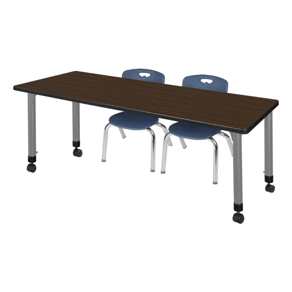 Mobile Rectangular Table with 2 Stack Chairs V230
