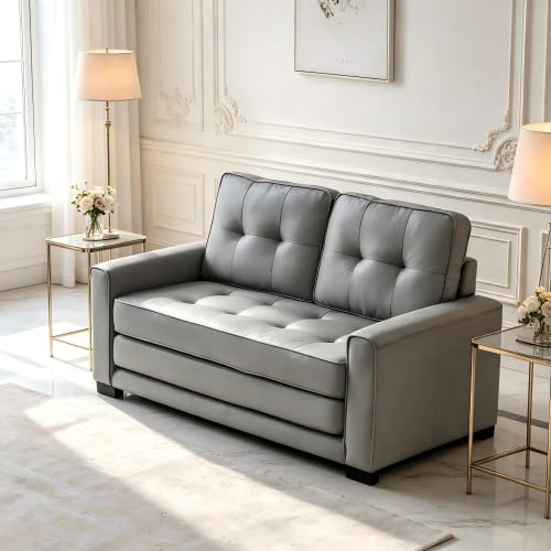 Convertible Sofa Bed Tufted Sleeper Loveseat with Wood Frame O673843