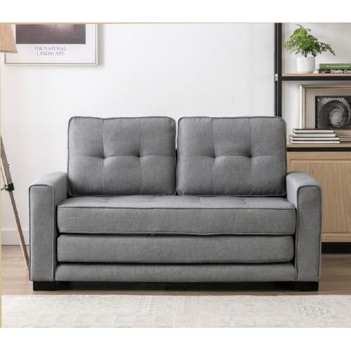 Convertible Sofa Bed Tufted Sleeper Loveseat with Wood Frame O673843