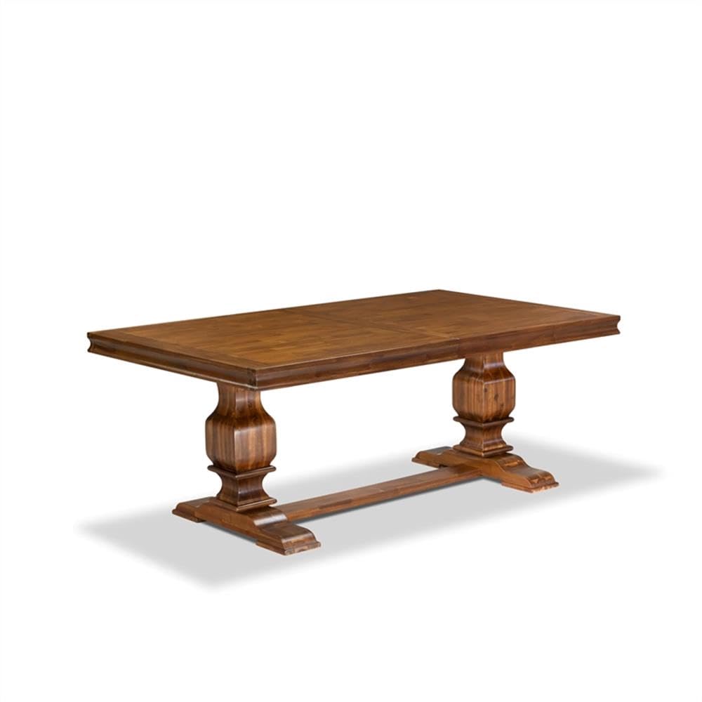 9-Piece Acacia Wood Dining Table Set with Faux Leather Chairs R84304