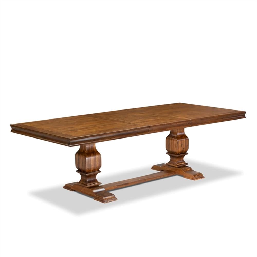 9-Piece Acacia Wood Dining Table Set with Faux Leather Chairs R84304