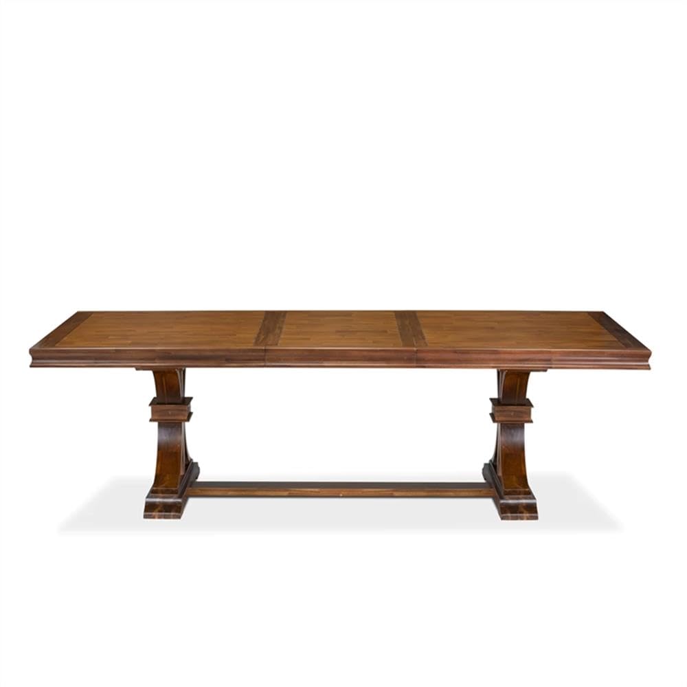 9-Piece Acacia Wood Dining Table Set with Faux Leather Chairs R84304