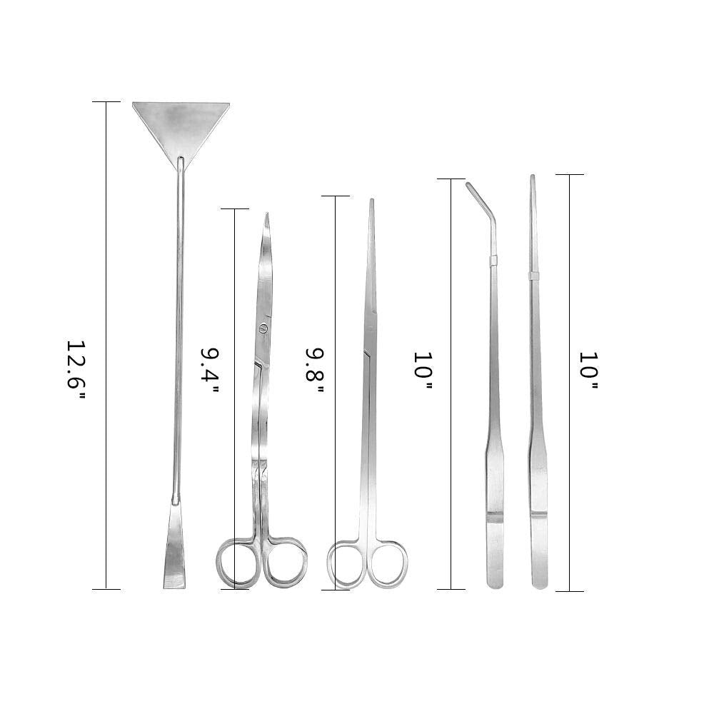 5 in 1 Aquarium Scissors Tweezers Spatula Stainless Steel Aquascaping Tools R895602