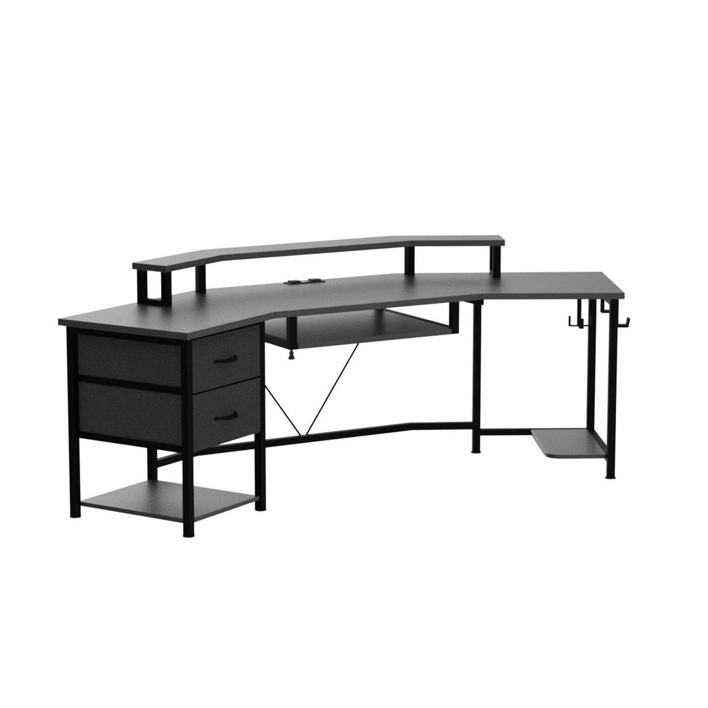 79" Gaming Desk with Fabric Drawers Storage C3487