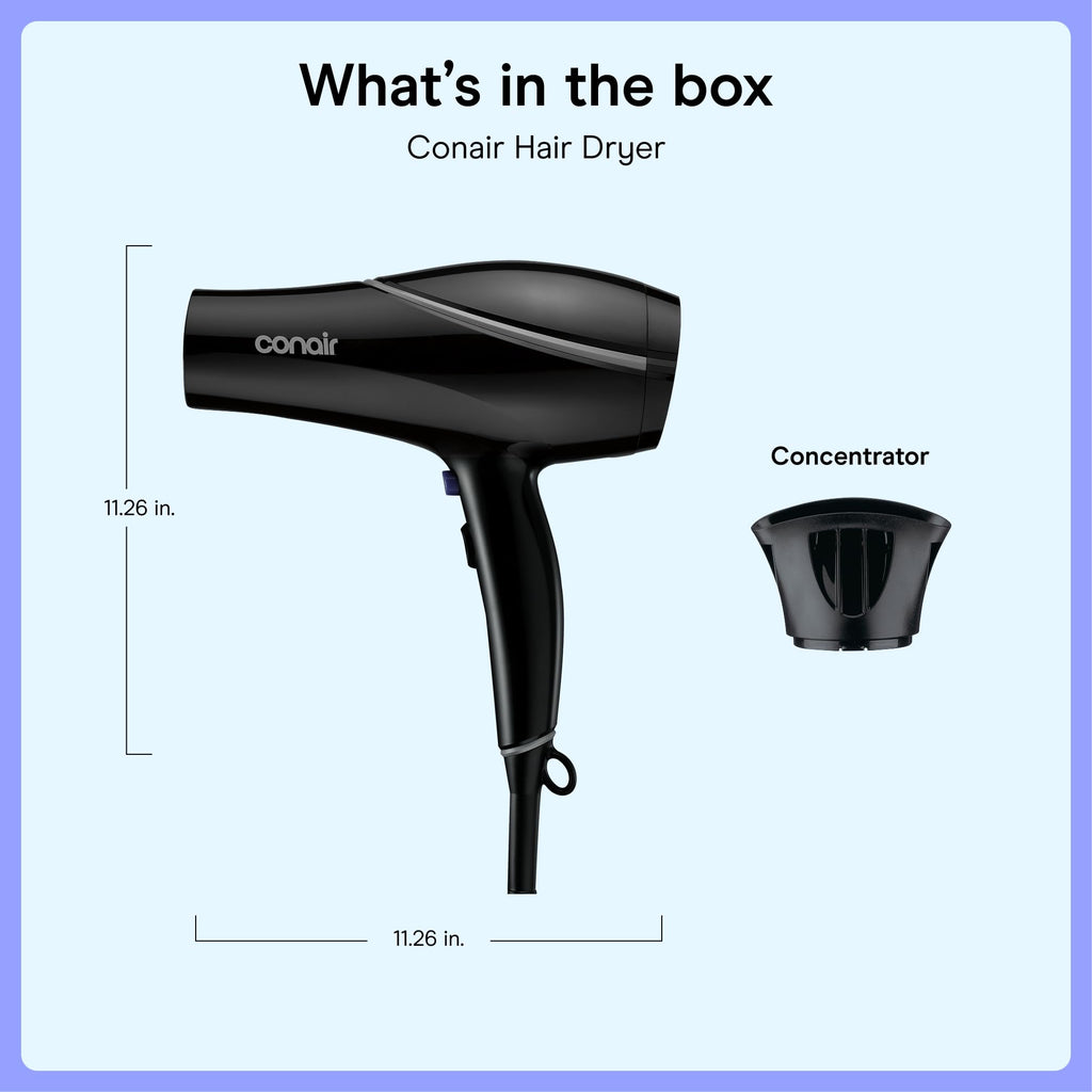 Black Ceramic Hair Dryer with Concentrator Attachment L251