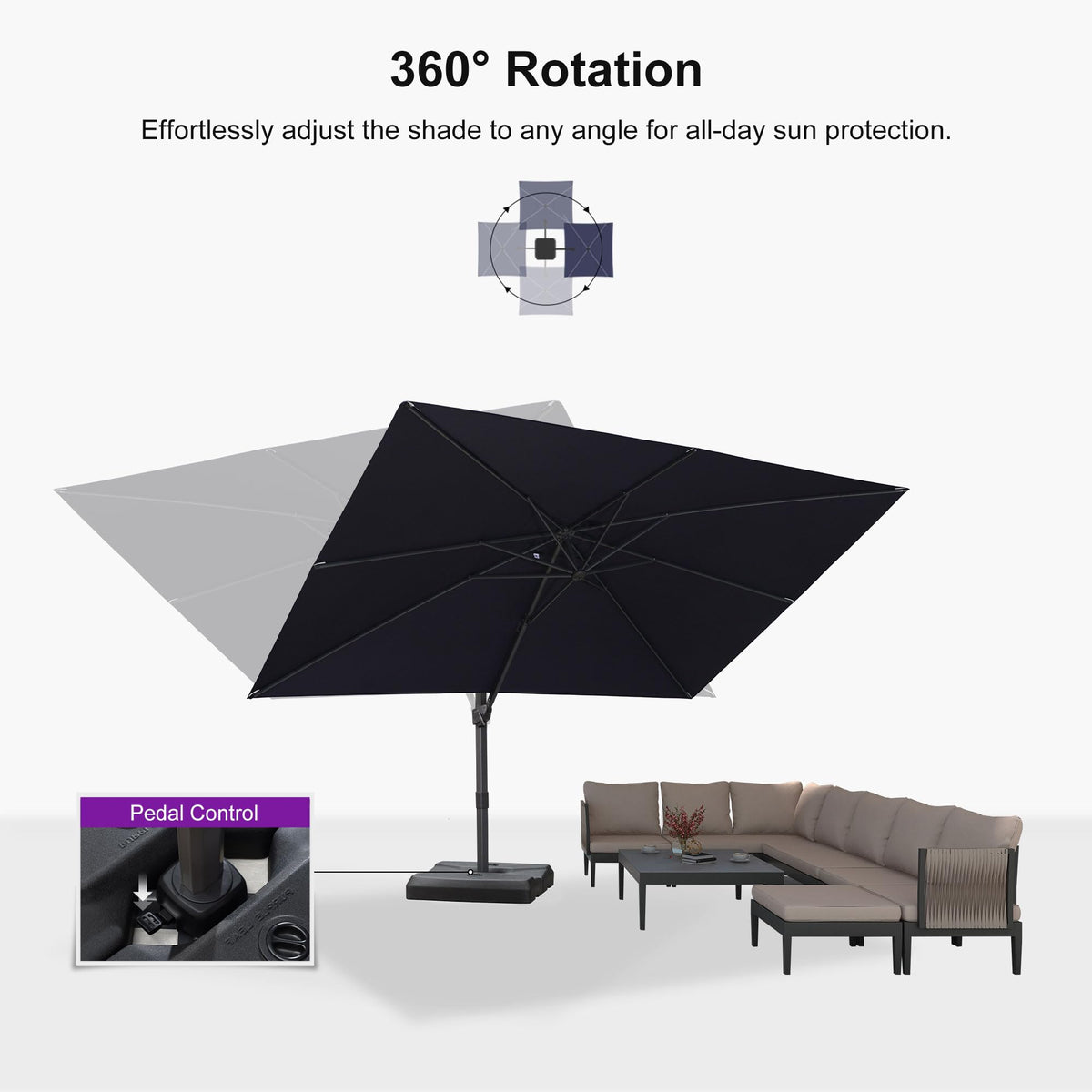 Navy Blue Cantilever Umbrella with Base L185187