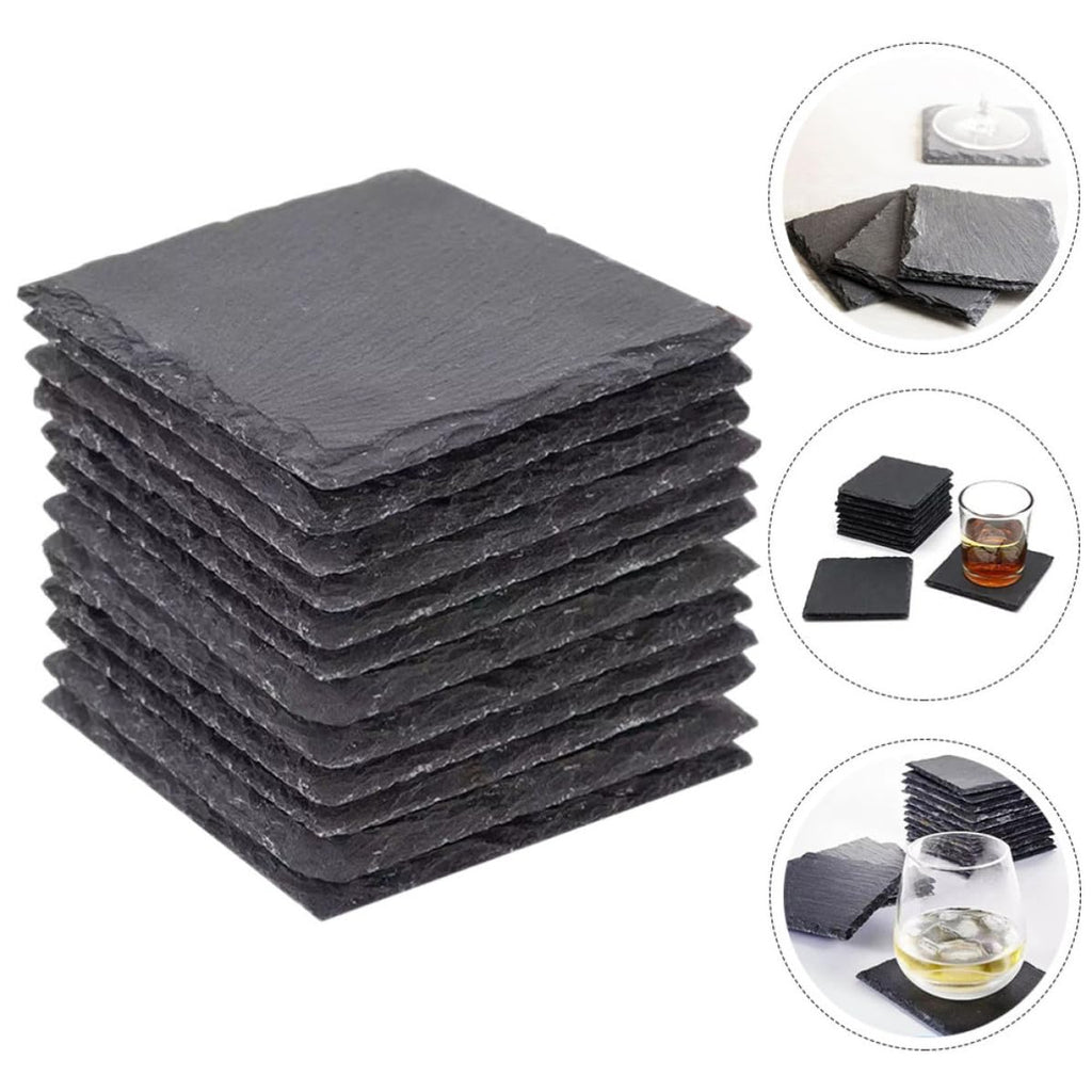 12 Pc Natural Stone Coasters with Non Slip Bottom S744367
