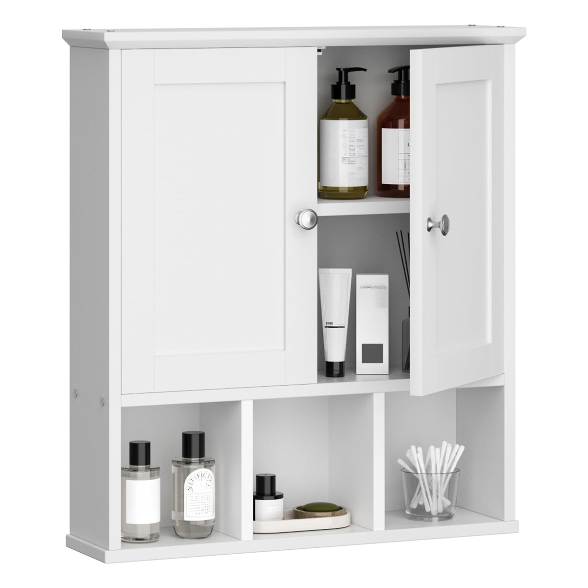 Wall Mounted White Medicine Cabinet with Adjustable Shelf H1616