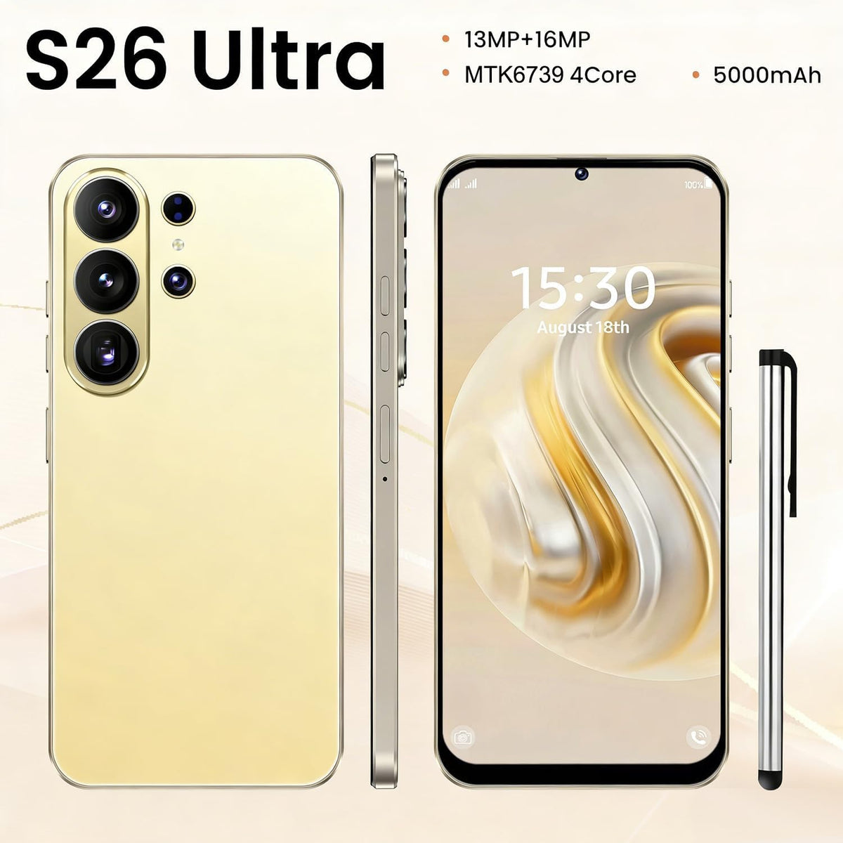 Unlocked 4G Smartphone 6.6" HD Display 4GB RAM 32GB ROM Black A93721