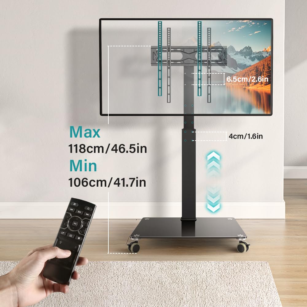 Black Mobile TV Stand with Wheels U3033