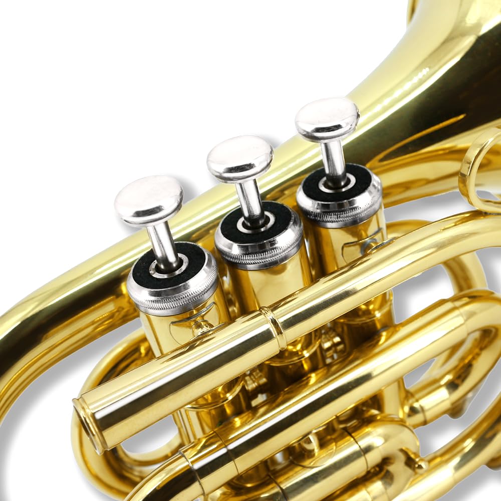 Pocket Trumpet Mini Brass Instrument with 7C Mouthpiece & Case X1304