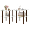 Square End Table Set of 2, 2-Tier Glass Top Sofa Side Table G6015
