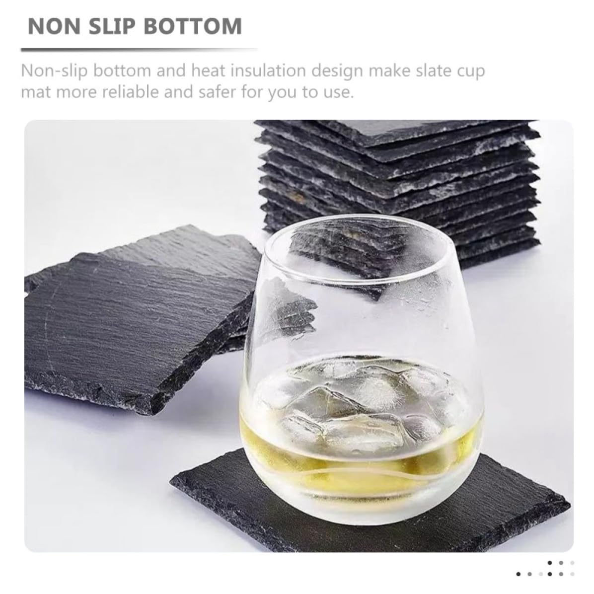 12 Pc Natural Stone Coasters with Non Slip Bottom S744367