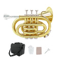 Pocket Trumpet Mini Brass Instrument with 7C Mouthpiece & Case X1304