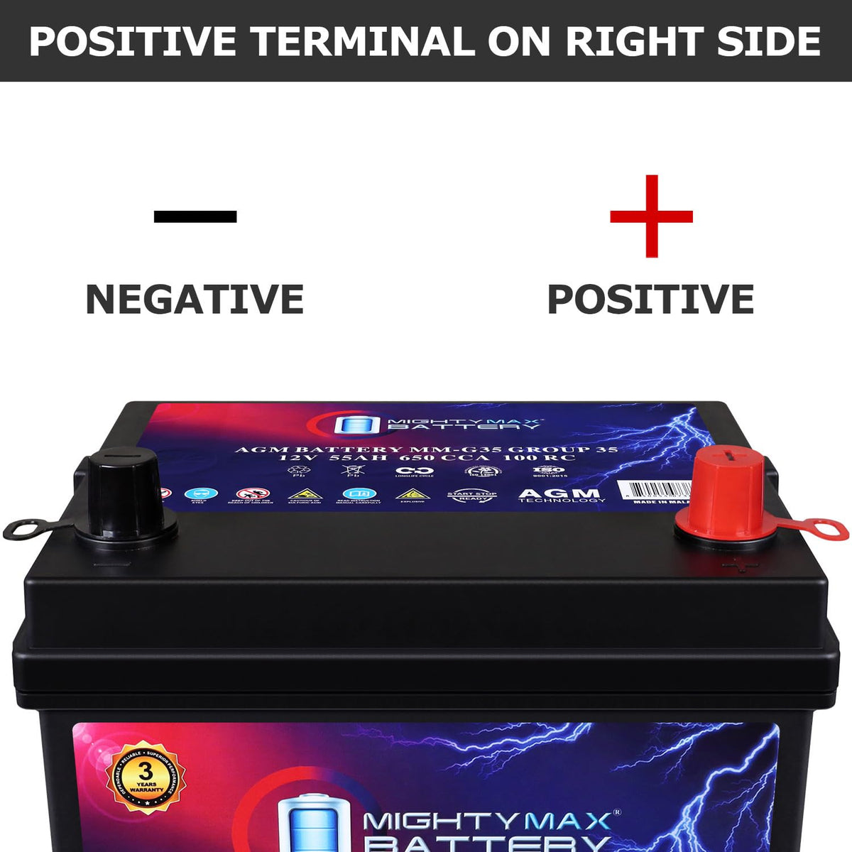12V 55Ah AGM 650 CCA Replacement Battery Q155657