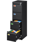 Black 4 Drawer Metal File Cabinet with Lock S591