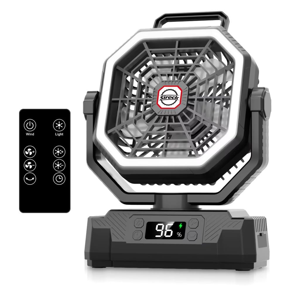 Black 10-Inch 40000mAh Portable Camping Fan P35605