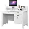 White Computer Desk with Drawers and Hutch S228