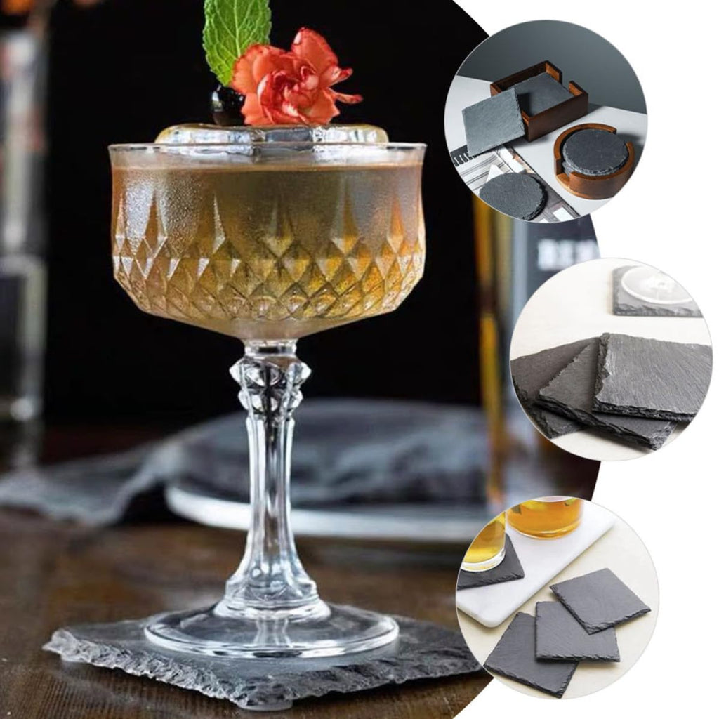 12 Pc Natural Stone Coasters with Non Slip Bottom S744367
