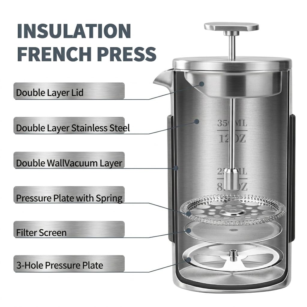 12 oz Stainless Steel French Press V84091