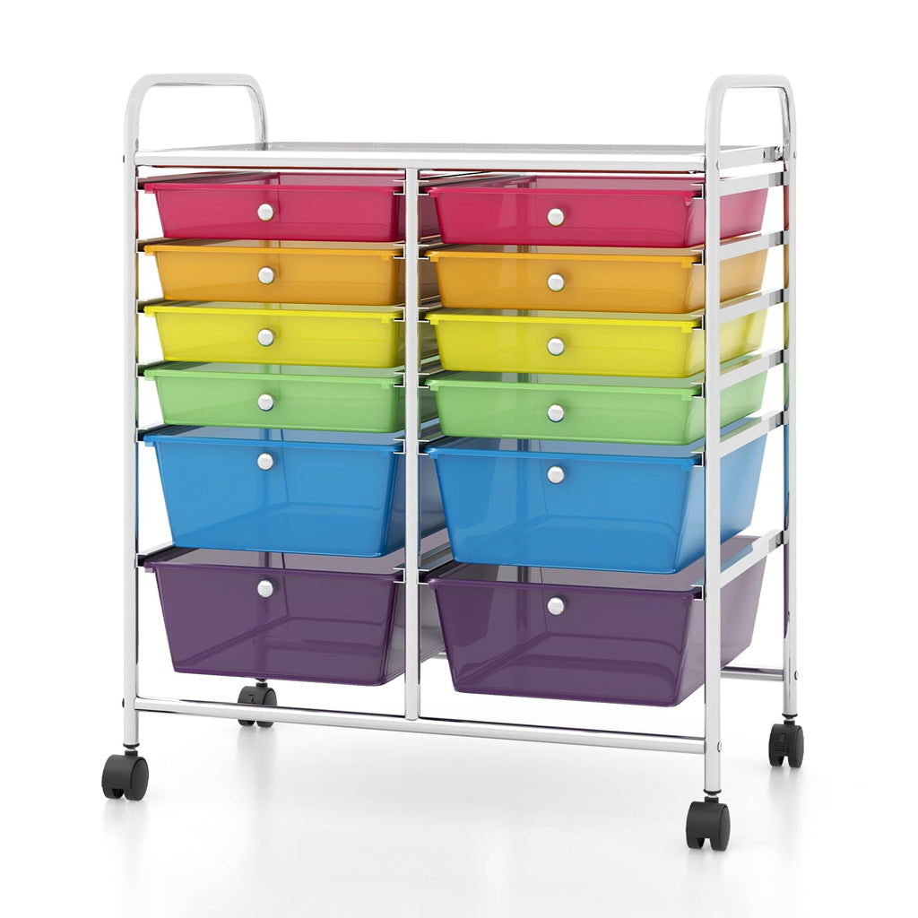 12 Drawer Rolling Storage Cart with Lockable Wheel H408