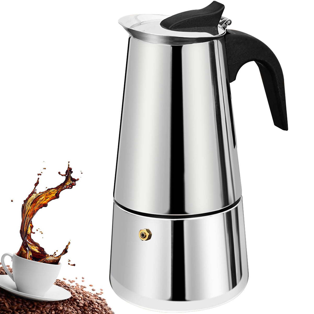 12 Cup Stainless Steel Stovetop Espresso Moka Pot 600ml Y49441