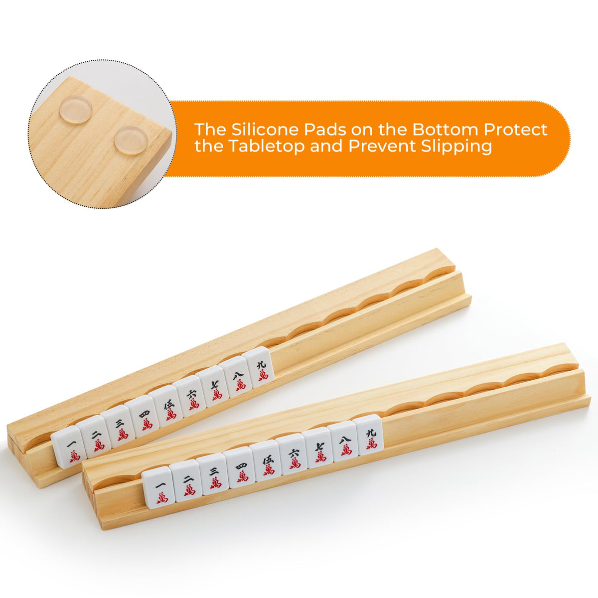 Wooden Mahjong Racks with Magnetic Pushers Set of 4 U67853