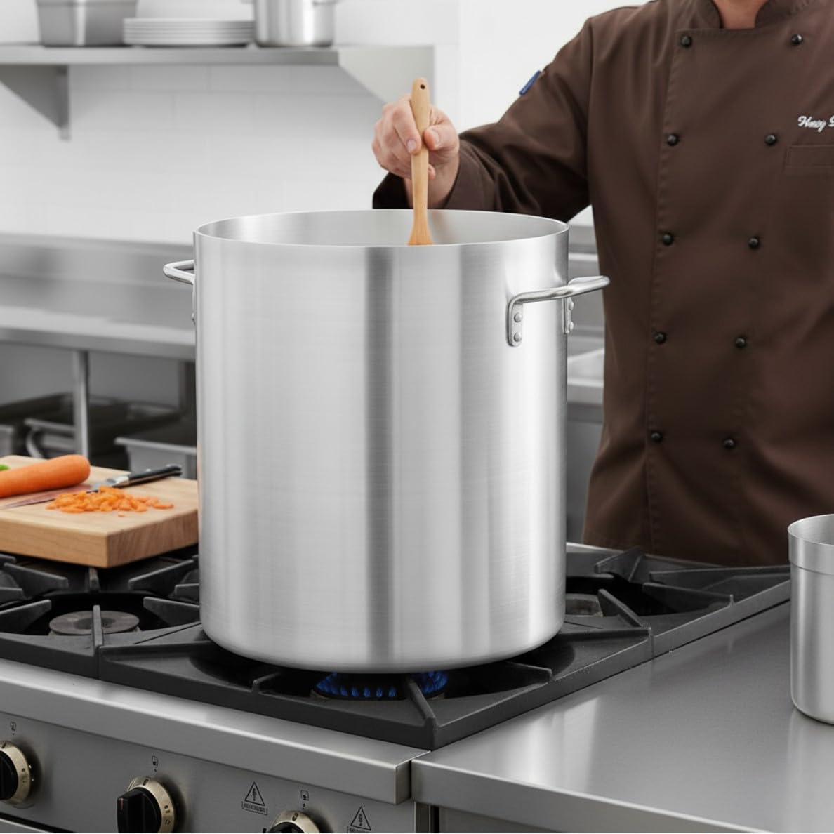 60 qt. Heavy-Duty Aluminum Stock Pot with Riveted Handles V157