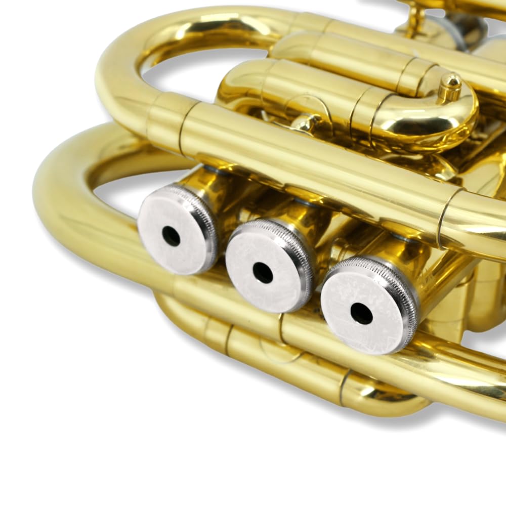 Pocket Trumpet Mini Brass Instrument with 7C Mouthpiece & Case X1304
