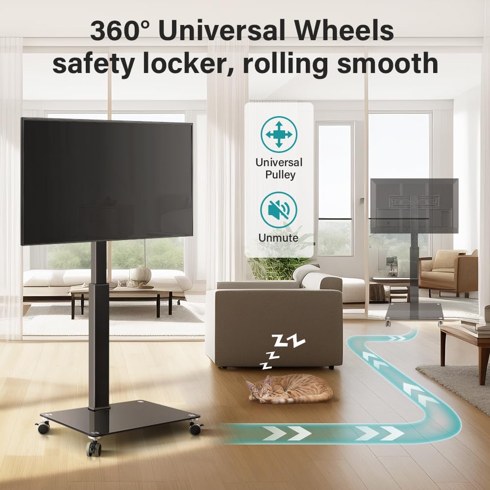 Black Mobile TV Stand with Wheels U3033