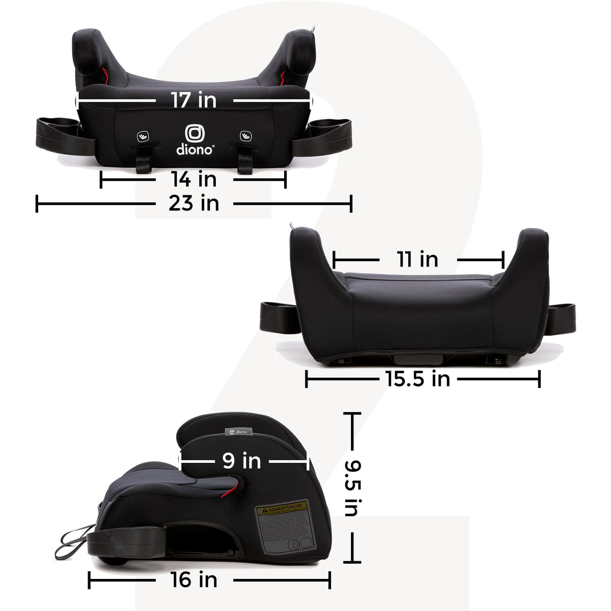 Black Backless Belt-Positioning Booster Seat M487