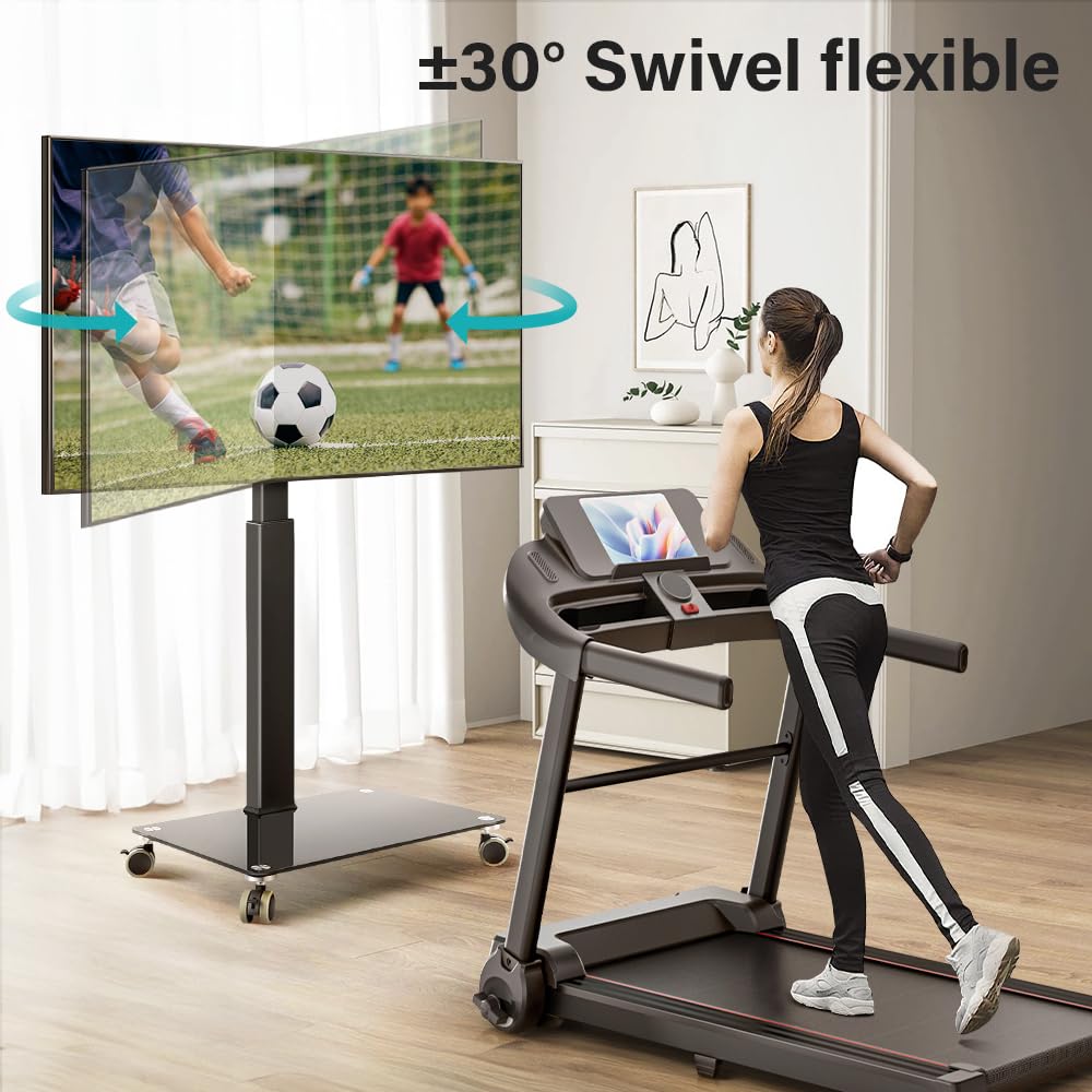 Black Mobile TV Stand with Wheels U3033