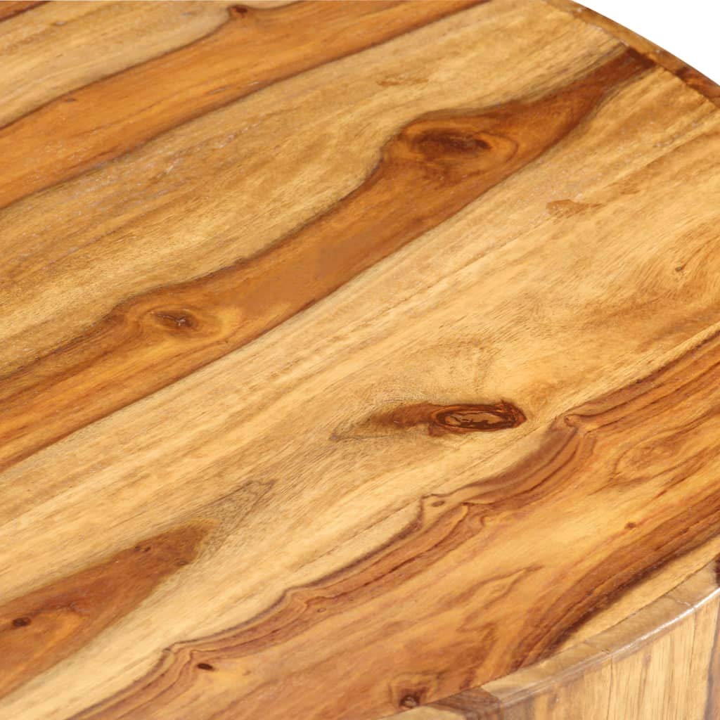 Solid Sheesham Wood Round Coffee Table 25.6 in Diameter Polished Finish L269401