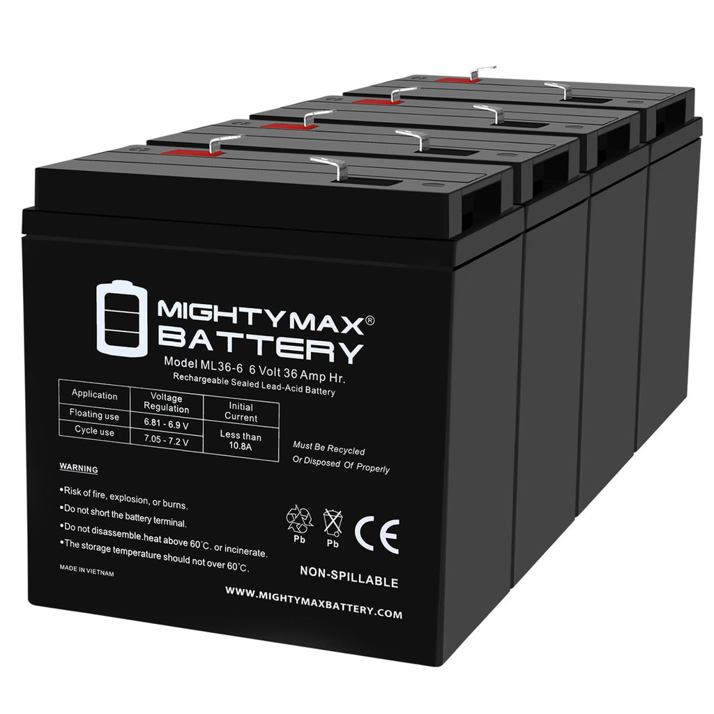 6 Volt 36 AH Rechargeable SLA AGM Battery 4 Pack J512