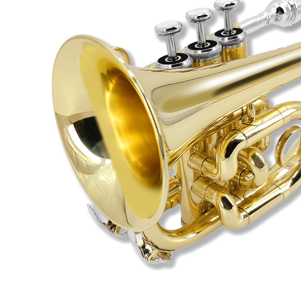 Pocket Trumpet Mini Brass Instrument with 7C Mouthpiece & Case X1304