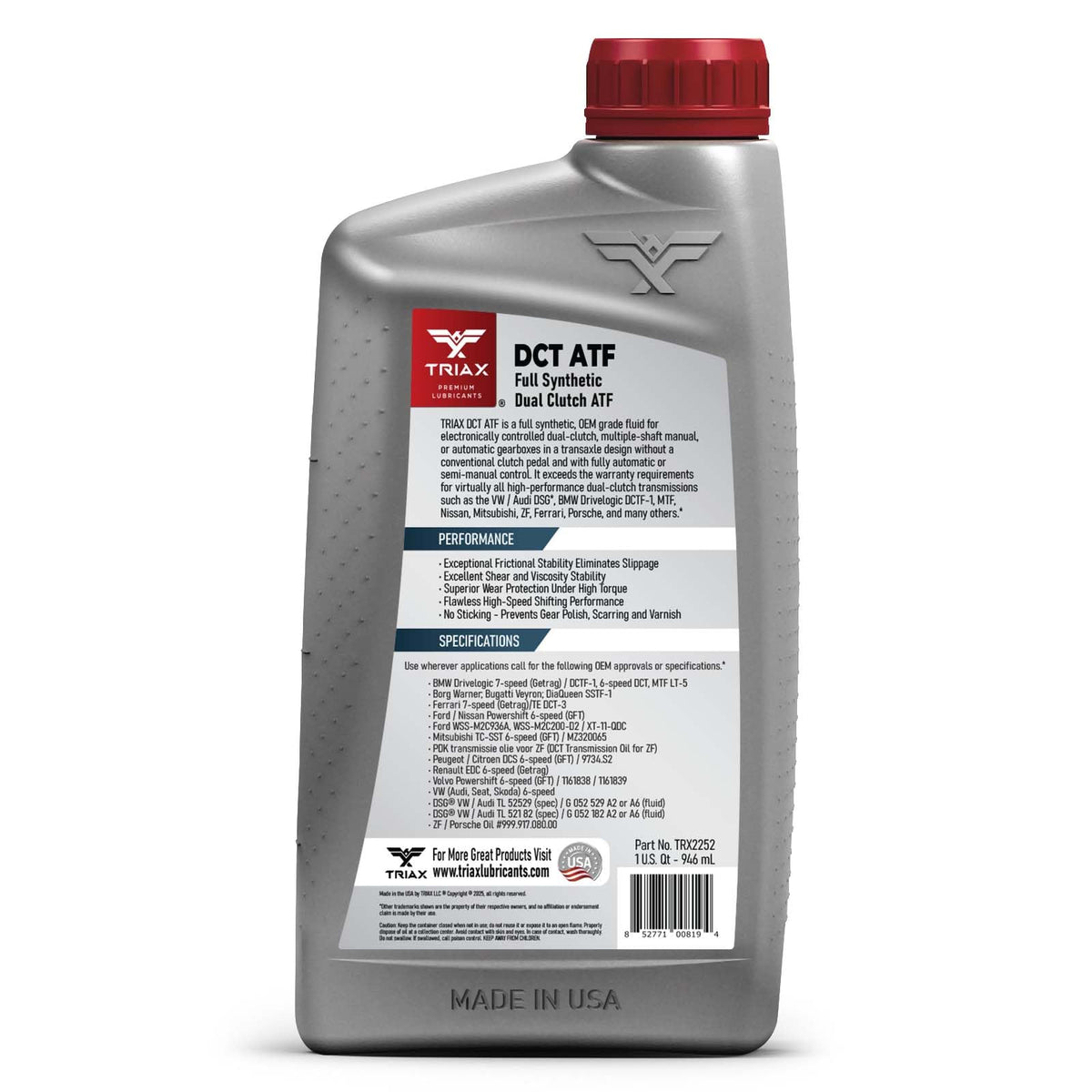 Full Synthetic Dual Clutch Automatic Transmission Fluid 1 Quart U2821