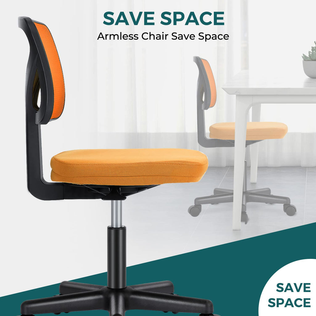 Orange Mesh Ergonomic Adjustable Swivel Rolling Office Chair S607