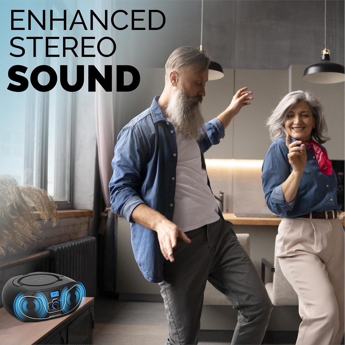 Portable CD Player Boombox with Bluetooth, FM Radio, USB Playback & AUX Input L1382