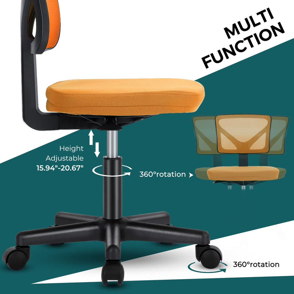 Orange Mesh Ergonomic Adjustable Swivel Rolling Office Chair S607