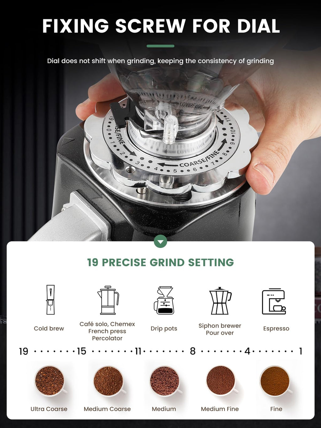 60mm Flat Burr Coffee Grinder F172