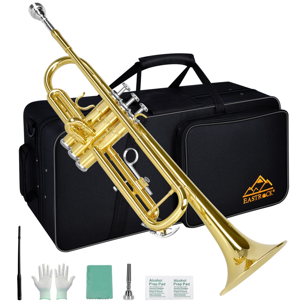 Bb Trumpet Set with Carrying Case, Gloves, 7C Mouthpiece and Cleaning Kit U1127