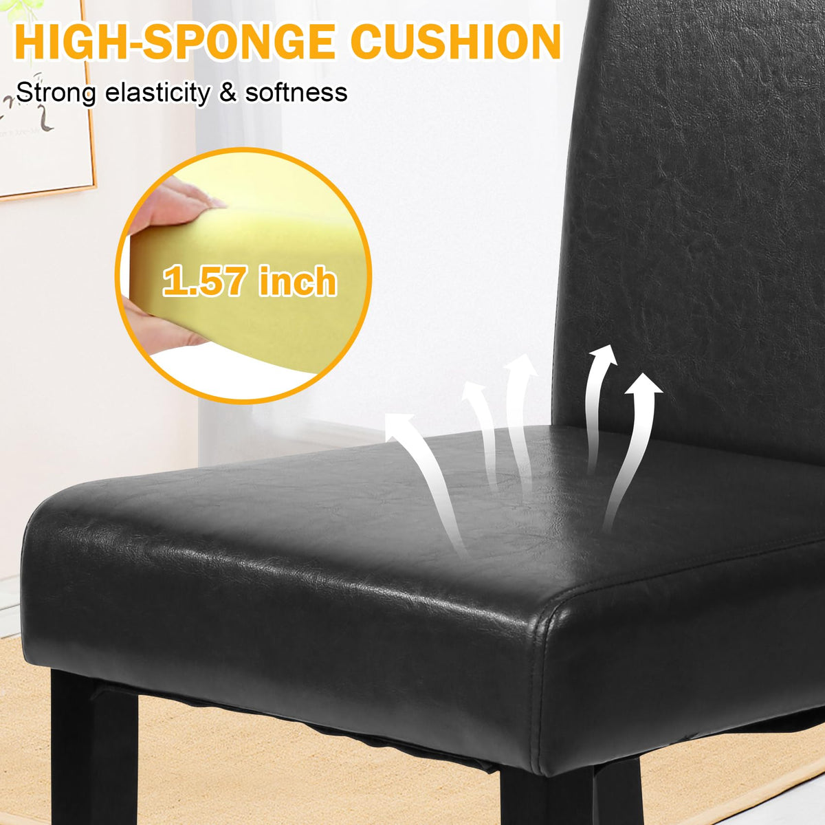 Black Faux Leather Upholstered Dining Chairs Set of 4 V1438