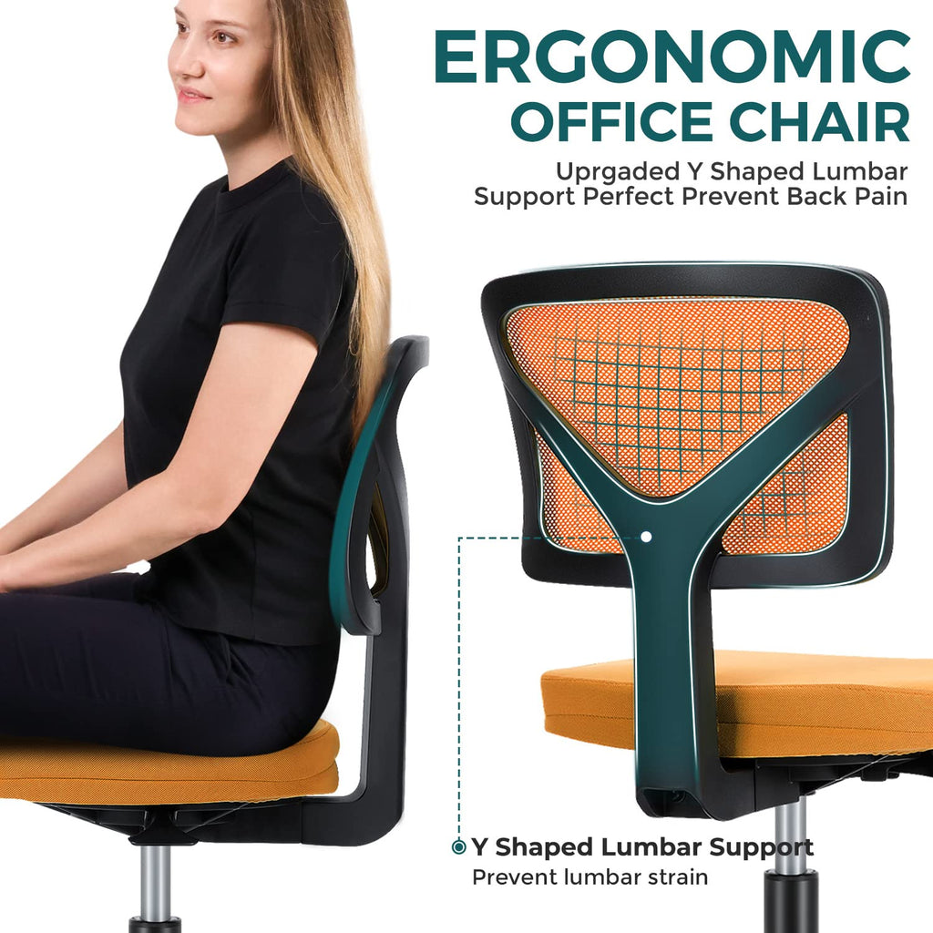 Orange Mesh Ergonomic Adjustable Swivel Rolling Office Chair S607