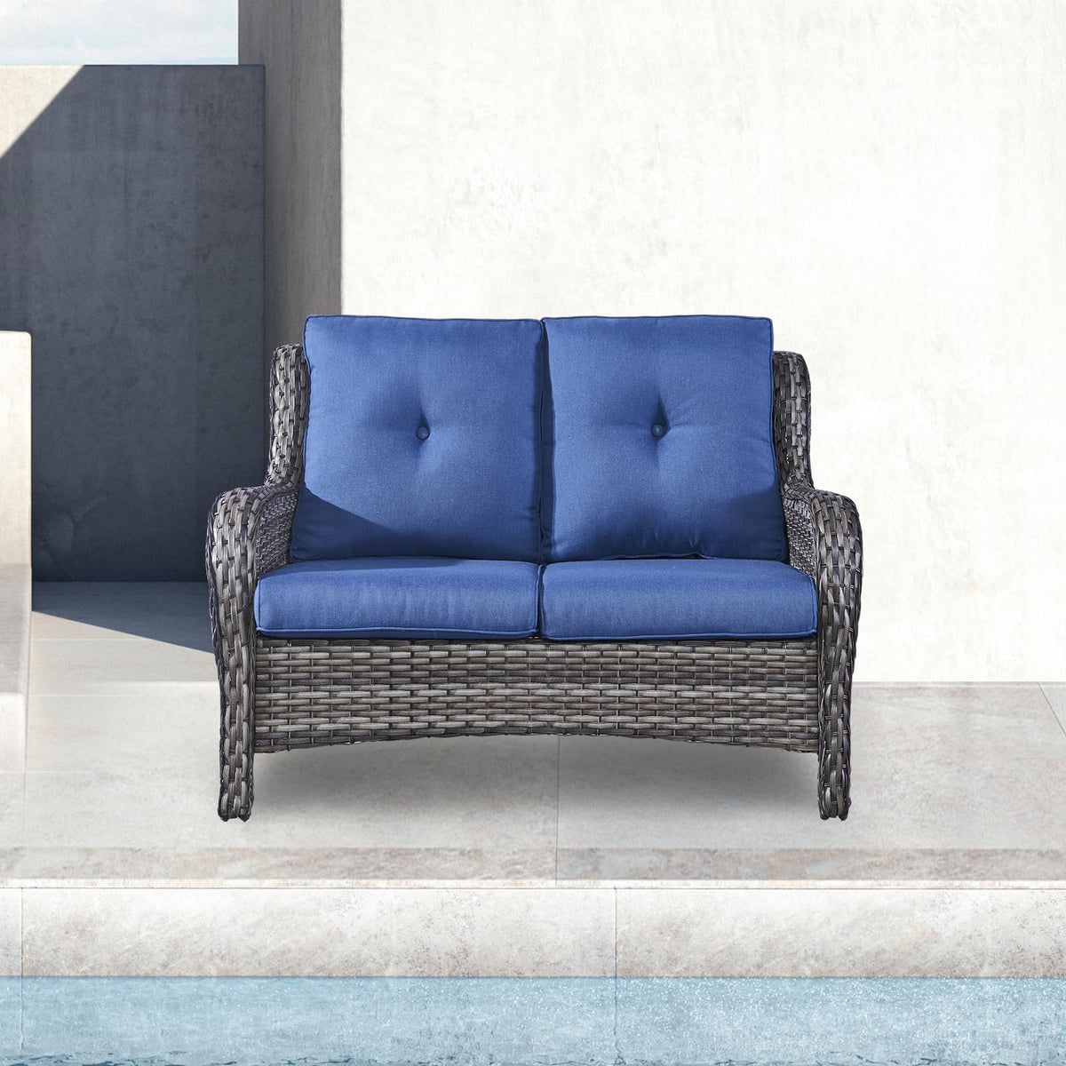 2-Seater Wicker Patio Sofa with Cushions Y545351