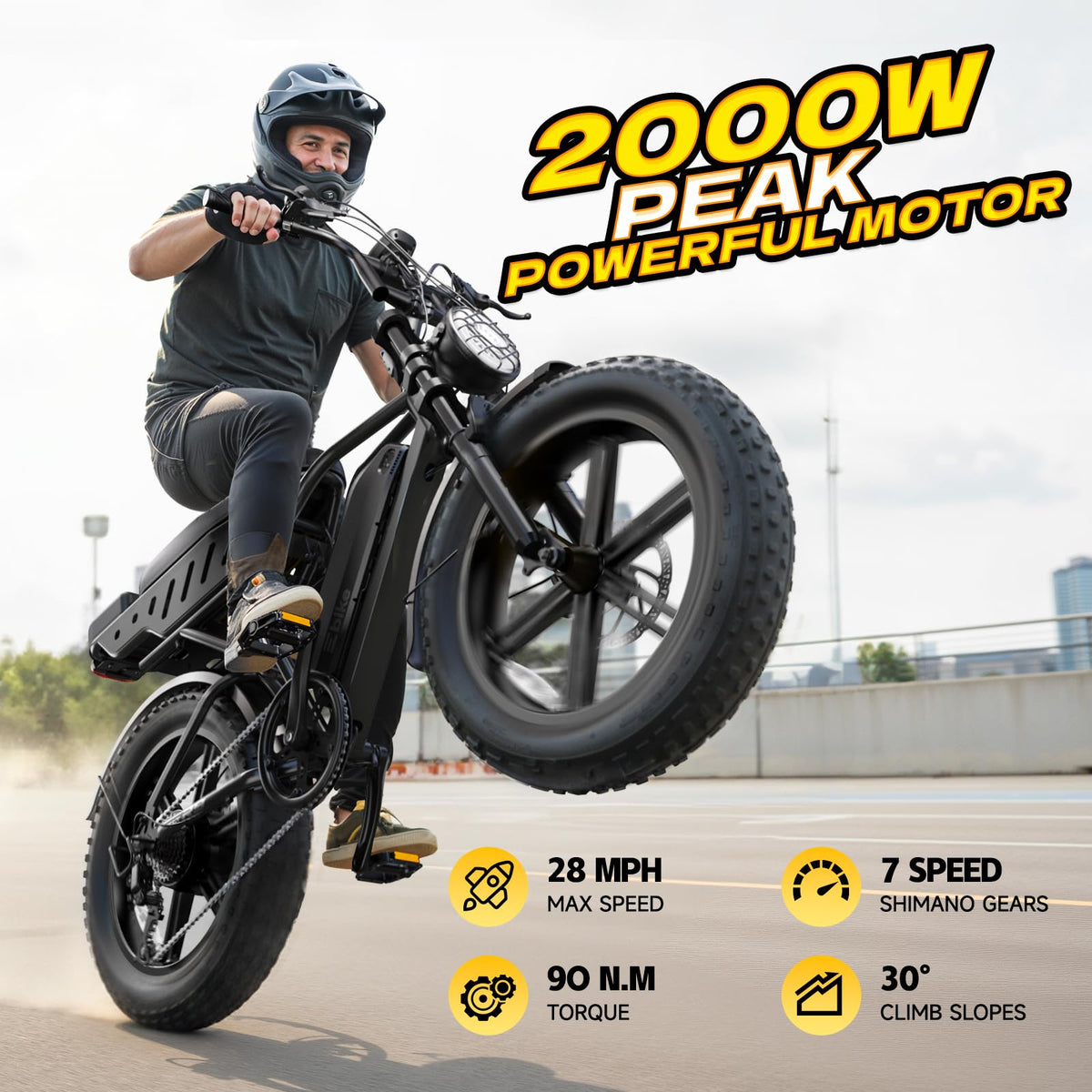 Electric Bike 48V 15Ah Battery 20"x4" Fat Tire M166029
