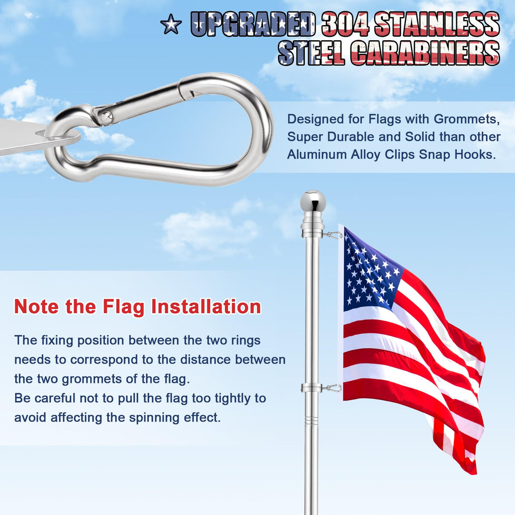 5 FT Stainless Steel Tangle Free Flag Pole B368