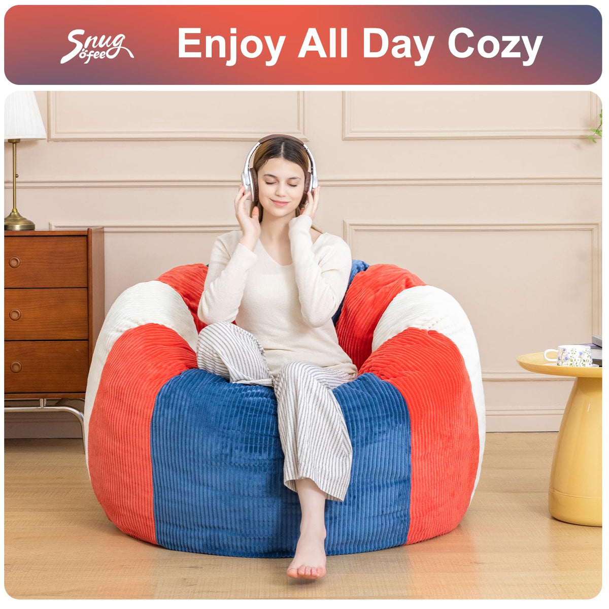 Shredded Foam Bean Bag Chair with Arms D7385